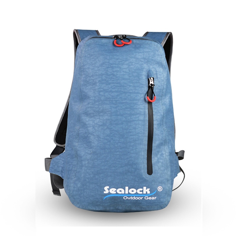Backpack uiscedhíonach 15L le zipper uiscedhíonach le haghaidh Hiking agus Rothaíochta