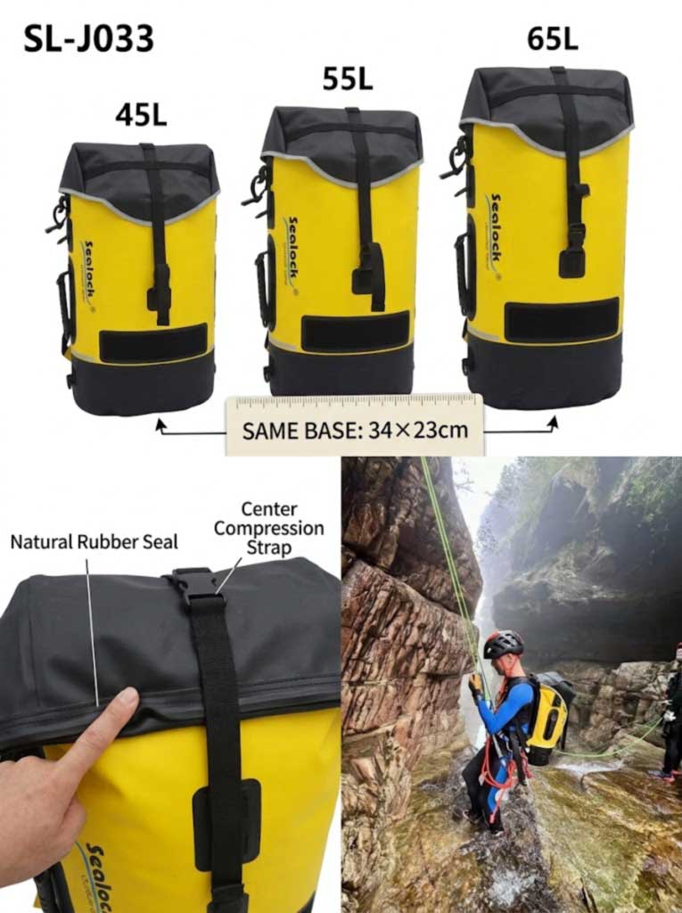 Monaróir Caving and Canyoning Backpack: IPX8 Pacáistí Táthaithe le haghaidh Brandaí Turais