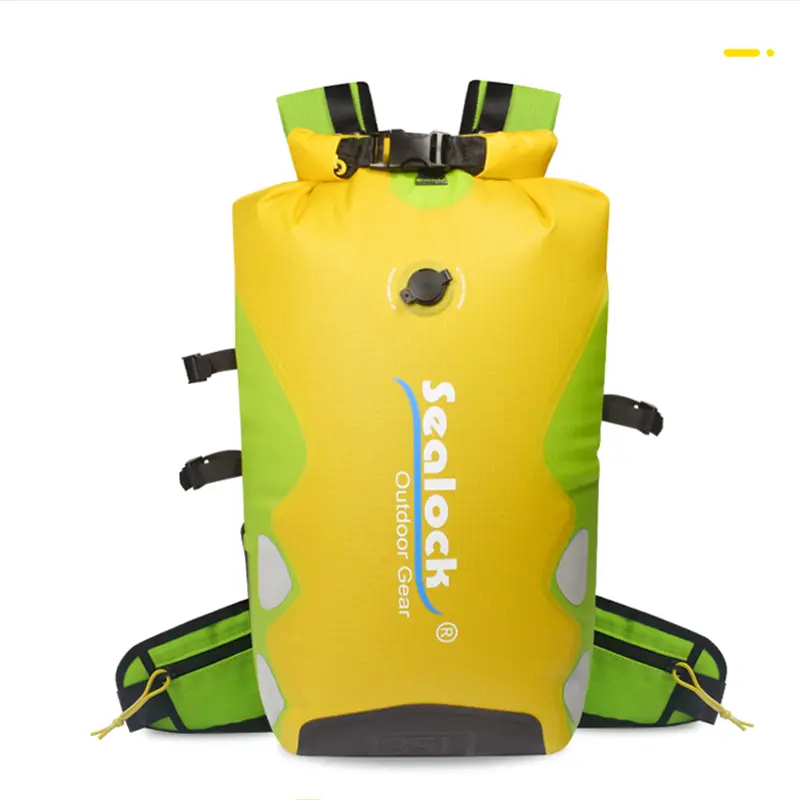 Backpack uiscedhíonach 35L Roll Barr le haghaidh Hiking agus Cadhcáil
